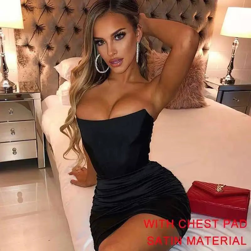 Elegant Strapless Bodycon Mini Dress with Glitter for Summer Parties - 2025 Collection
