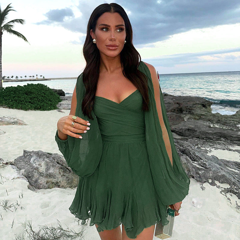 Women's Solid Color Slim Fit Mini Dress